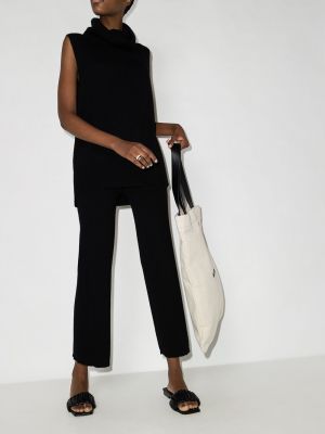 Pletené rovné kalhoty Lisa Yang černé