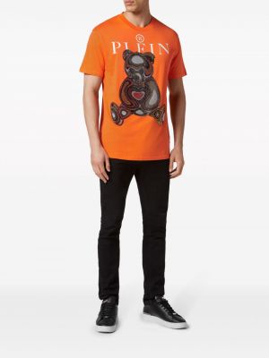 Bavlněné tričko Philipp Plein oranžové