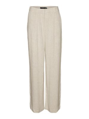 Меланжирани широки панталони тип „марлен“ Vero Moda бежово