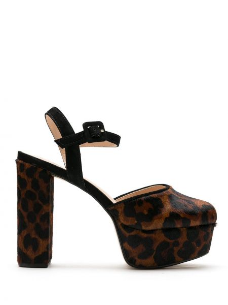 Sandále na platforme s leopardím vzorom Eva hnedá