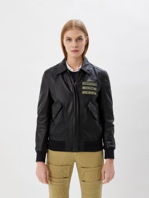 Кожаная куртка Aeronautica Militare, черная