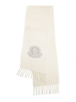 Шерстяной шарф с нашивкой-логотипом и бахромой Moncler