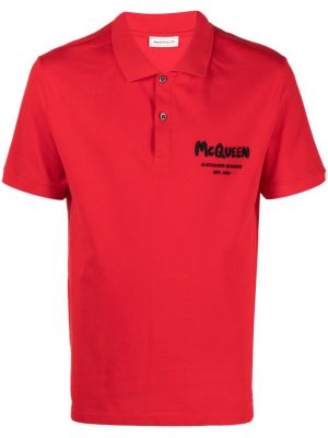 Medvilninis siuvinėtas polo marškinėliai Alexander Mcqueen raudona