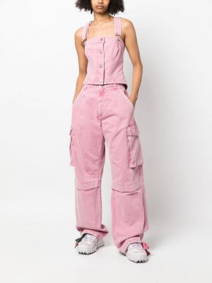 Spodnie cargo Moschino różowe