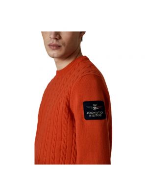 Dzianinowy sweter z okrągłym dekoltem Aeronautica Militare czerwony
