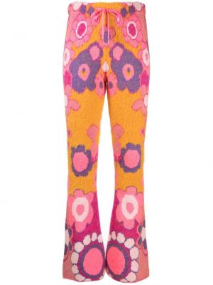Pantaloni cu model floral cu imagine Erl roz