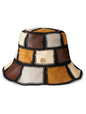 Iš natūralios odos kepurė Maison Michel ruda