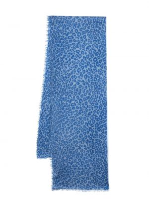 Κασκόλ κασμίρ με σχέδιο με λεοπαρ μοτιβο Mouleta μπλε