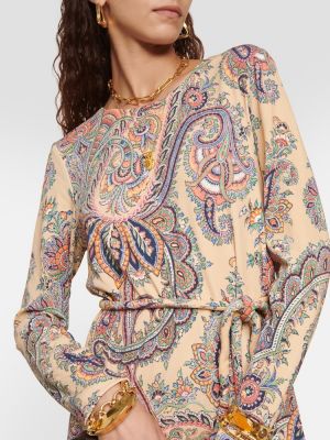 Midi šaty s paisley vzorom Etro béžová