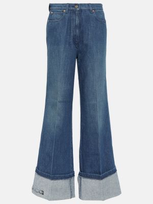 Zvonové džíny s vysokým pasem Gucci modré