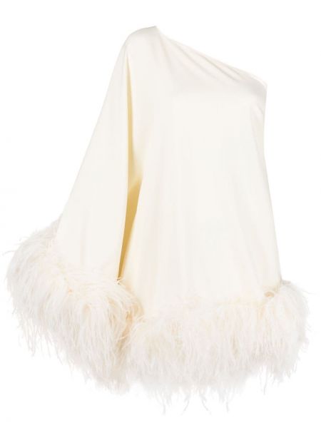 Mini-abito con piume in crepe Taller Marmo bianco