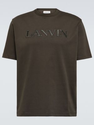 Bavlněné tričko jersey Lanvin hnědé