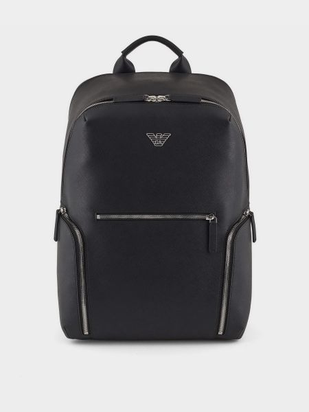 Черный кожаный рюкзак Emporio Armani