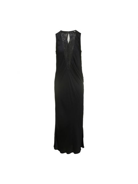 Sukienka długa dopasowana z cekinami z siateczką Rotate czarna