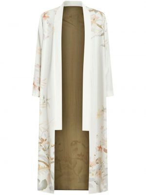 Halat de mătase cu model floral cu imagine Etro alb