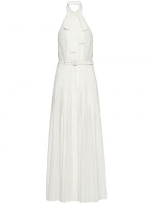 Sukienka żakardowa plisowana Prada biała