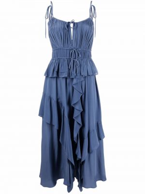 Modré šaty ke kolenům z hedvábí Ulla Johnson
