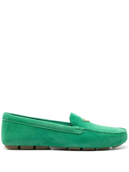 Pantofi loafer din piele de căprioară Prada verde