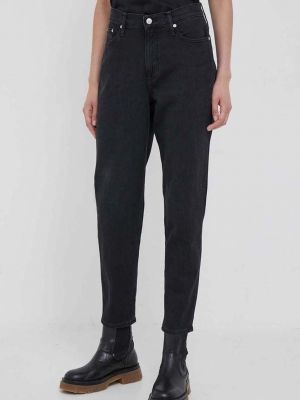 Traperice visoki struk Calvin Klein Jeans crna
