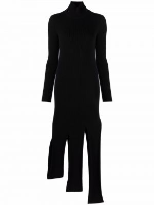 Ασύμμετρη πλεκτή φόρεμα Bottega Veneta μαύρο