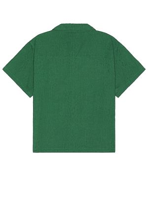 Camicia di lino a maniche corte Found verde