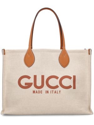 Bőr bevásárlótáska Gucci bézs