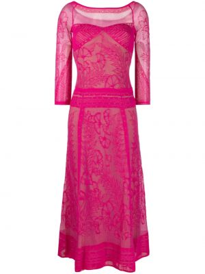 Viskózové koktejlové šaty Alberta Ferretti - růžová