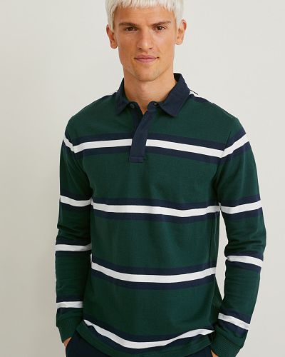 C&A Koszulka polo-w paski, Zielony, Rozmiar: S C&a