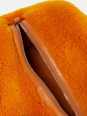 Kašmírová hodvábna listová kabelka Loro Piana oranžová
