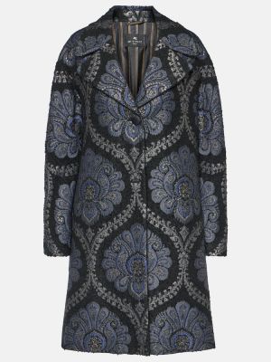 Жакардово късо палто с пейсли десен Etro синьо