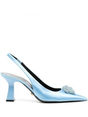 Полуотворени обувки с отворена пета с кристали Versace