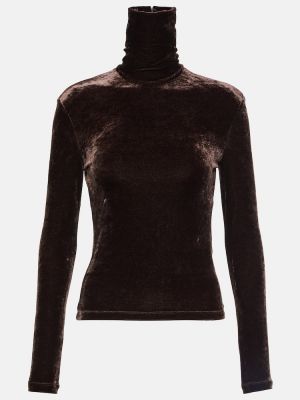 Samta džemperis ar augstu apkakli Saint Laurent brūns
