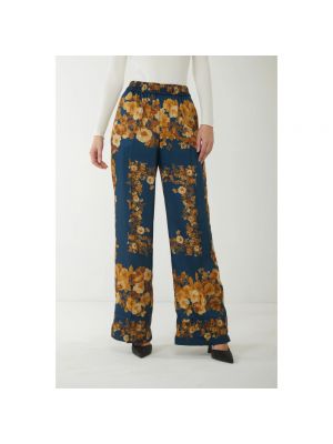 Pantalones rectos de cintura alta con estampado Twinset azul