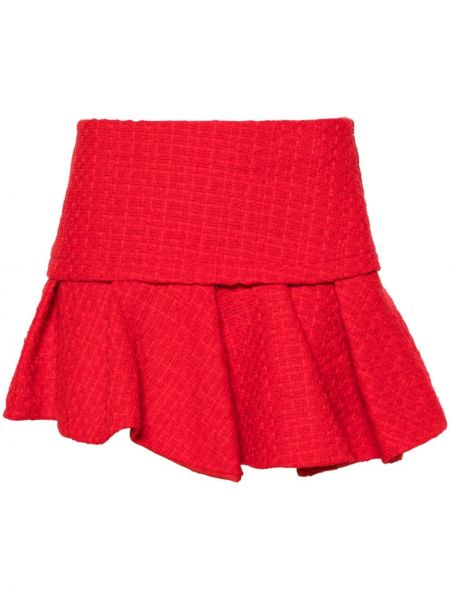 Fustă mini din tweed plisată Maje roșu