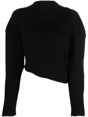 Asymetrický bavlnený sveter The Row čierna