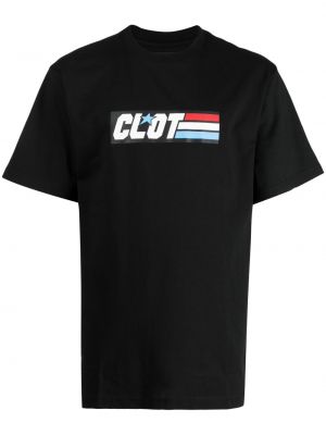 Памучна тениска с принт Clot черно