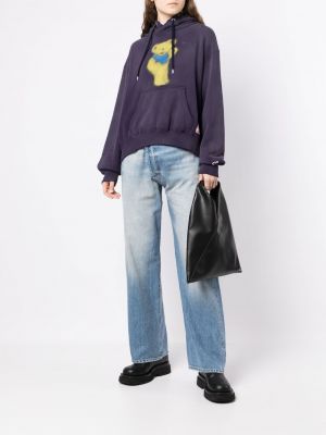 Raštuotas medvilninis džemperis su gobtuvu Maison Mihara Yasuhiro violetinė