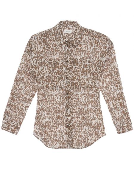 Bavlněná košile s potiskem s abstraktním vzorem Lemaire hnědá