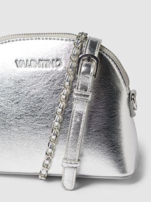 Torba na ramię skórzana ze skóry ekologicznej Valentino Bags srebrna