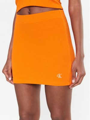 Φούστα τζιν Calvin Klein Jeans πορτοκαλί