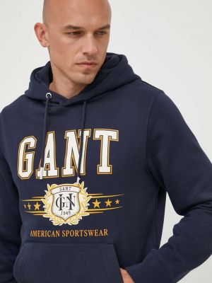 Hoodie s kapuljačom Gant plava