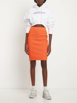 Čipkovaná viskózová šnurovacia midi sukňa Off-white oranžová
