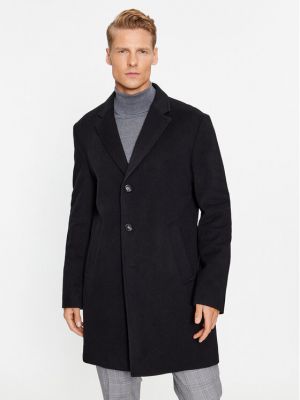Vilnonis žieminis paltas slim fit Boss juoda