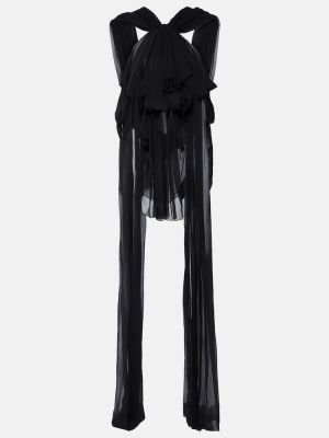 Копринена блуза от муселин Saint Laurent черно