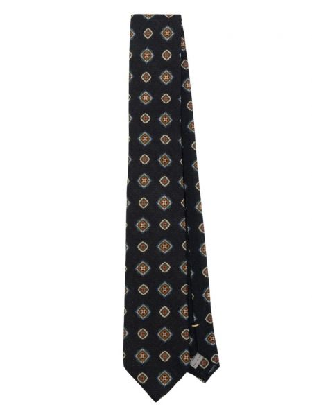 Cravate en laine à imprimé à motif géométrique Canali bleu