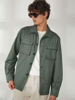 Зеленая мужская приталенная летняя куртка с длинными карманами AT.P.CO