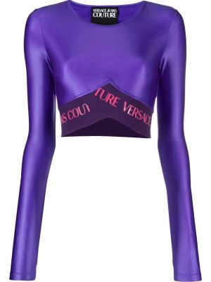 Crop top Versace Jeans Couture vijolična