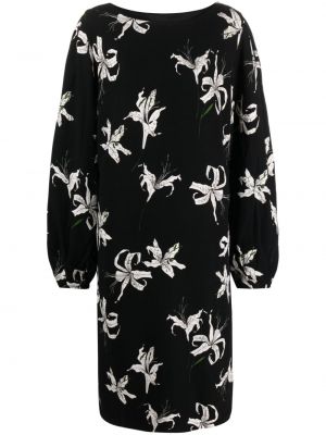 Robe mi-longue à fleurs Dries Van Noten Pre-owned noir
