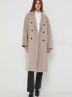 Płaszcz wełniany Karl Lagerfeld beżowy