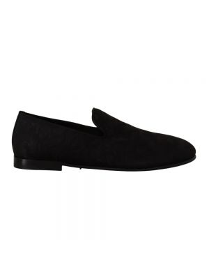 Aksamitne haftowane loafers Dolce And Gabbana czarne
